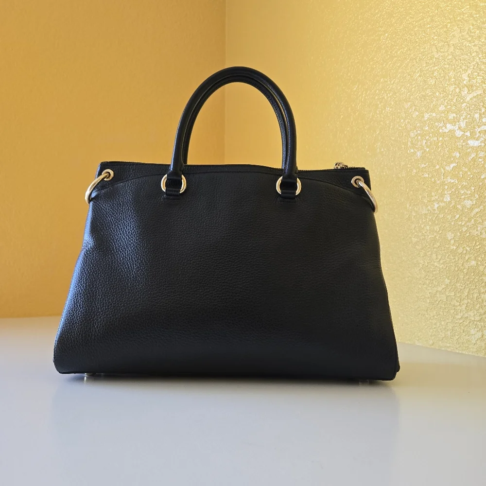 Coach F77884 Mia Pebbled Black Leather Convertible Satchel Top Handle Handbag - Picture 4 of 16